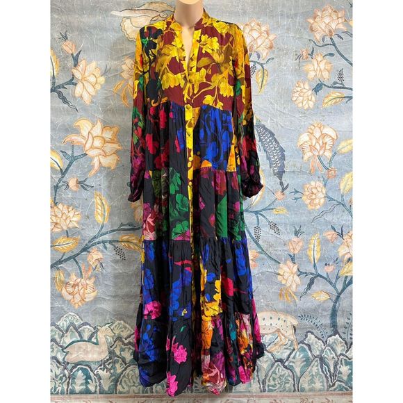 New Anthropologie Siddhartha Bansal Button-Front Maxi Dress sz Small - Picture 6 of 10